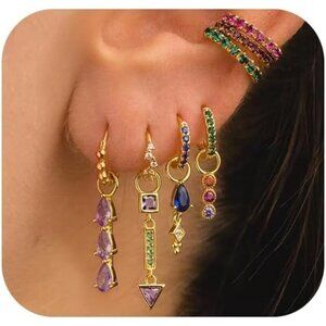 7Pcs Style-Gold Hoop Multiple Piercing Hypoallergenic Hoop Earrings for Women